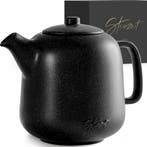 Theepot met filter - Keramiek - 1,3L - RVS - Zwart - STEINZE, Verzenden, Zo goed als nieuw