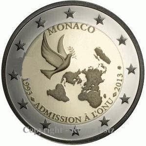 2 Euro 2013 Monaco 20 Jahre Un Mitgliedschaft in Pp Ovp m..., Verzenden
