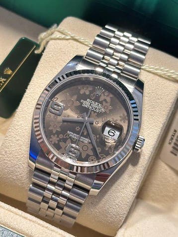 Rolex - Datejust Floral Dial 18k White Gold Fluted Bezel, Nieuw