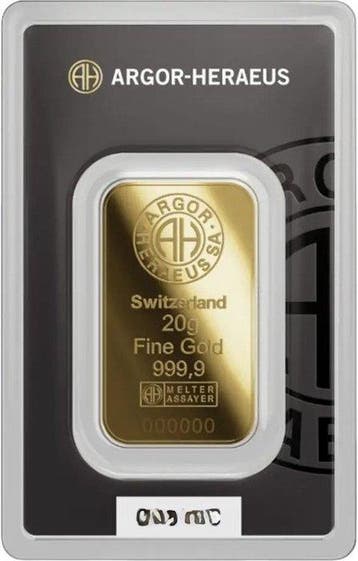 20 gram - Goud .999 - Argor-Heraeus, Switzerland - Verzegeld