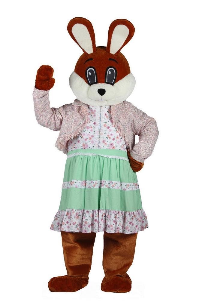 Mascotte Paashaas Deluxe Dame Gekleed, Diversen, Pasen, Verzenden