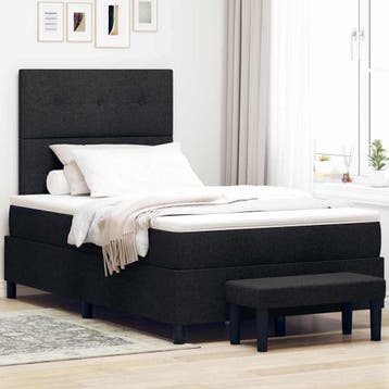 vidaXL Boxspringbed met kussen met hoofdeinde Zwart 120 x, Verzenden, Zwart, Nieuw, Twijfelaar