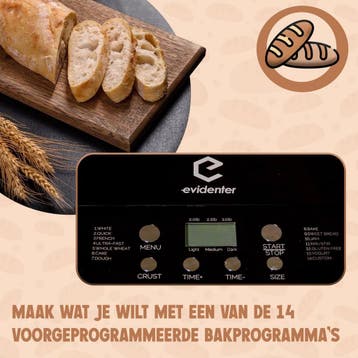 Evidenter Broodbakmachine BM800 met 14 digitale, Ophalen of Verzenden, Zo goed als nieuw