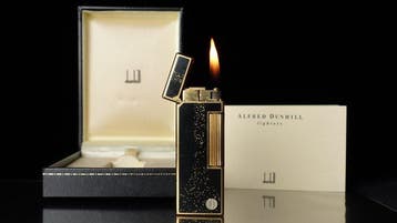 Dunill - Gold Dust Black Lacquer Rare Pattern Rollagas, Nieuw