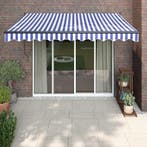vidaXL Luifel automatisch uitschuifbaar 3x2,5 m blauw en wit, Tuin en Terras, Zonneschermen, Verzenden, Nieuw