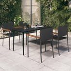 vidaXL 5-delige Tuinset zwart, 4 zitplaatsen, Nieuw, Tuinset, Verzenden