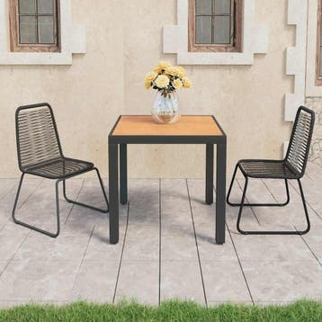 vidaXL 3-delige Tuinset PVC-rattan zwart en bruin, 2 zitplaatsen, Kunststof, Verzenden, Nieuw