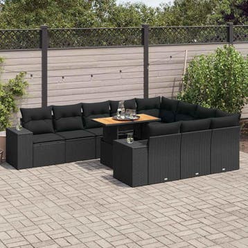 vidaXL 10-delige Loungeset met kussens poly rattan acacia, Verzenden, Nieuw, Loungeset