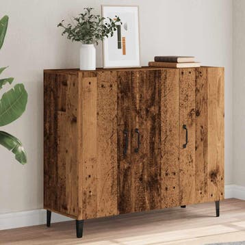 vidaXL Dressoir 90x34x80 cm bewerkt hout oud houtkleurig, Verzenden, Nieuw, Overige houtsoorten