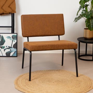 50% Korting: Industriële fauteuil Espen cognac eco-leer, Ophalen, Zo goed als nieuw, Leer, Industrieel