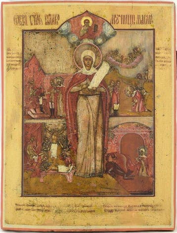 Icoon - Sint Maria van Egypte in vita - Hout