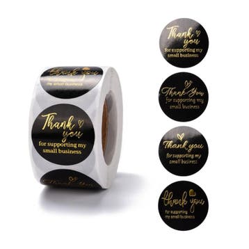 1 rol 500 stickers Wensetiket zegel rond 38mm Thank you f..., Ophalen of Verzenden, Nieuw