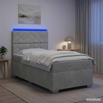 vidaXL Boxspringbed met matras Lichtgrijs 80 x 200 cm, Verzenden, Nieuw, Eenpersoons, Stof