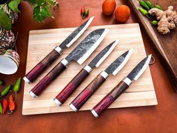 Keukenmes - Kitchen knife set - 752 - Staal, Hout,
