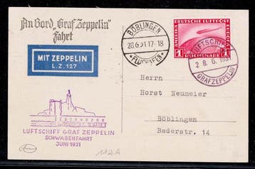 Duitse Rijk 1931 - Luchtschip Graf Zeppelin, reis naar, Gestempeld