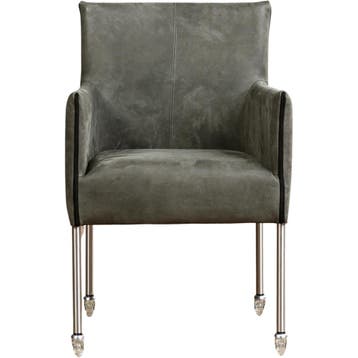 Set van 6 Leren eetkamerstoelen More - Kenia Antracite, Ophalen of Verzenden, Nieuw, Leer