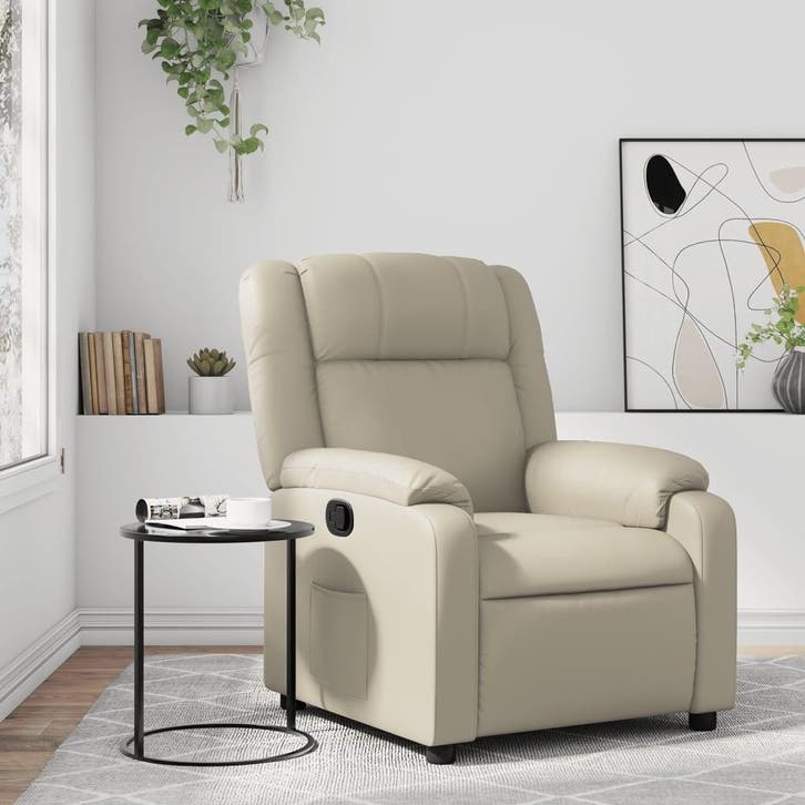 Fauteuil Kunstleer Creme | Retourdeal 65% Korting, Huis en Inrichting, Fauteuils, 75 tot 100 cm, 75 tot 100 cm, Zo goed als nieuw