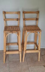 Kruk - Rattan, Bamboe - Twee vintage krukken