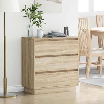 vidaXL Nachtkastje Sonoma Eiken 71 x 34,5 x 75 cm Bewerkt, Huis en Inrichting, Minder dan 45 cm, Verzenden, Nieuw, 70 cm of meer