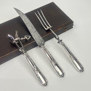 Serveergerei (3) - .950 zilver - 1850-1900 - Snijset voor