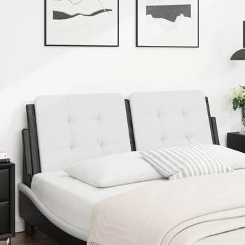 vidaXL Hoofdbordkussen Zadar 120 cm kunstleer wit en zwart, Verzenden, Nieuw, Wit, Overige materialen