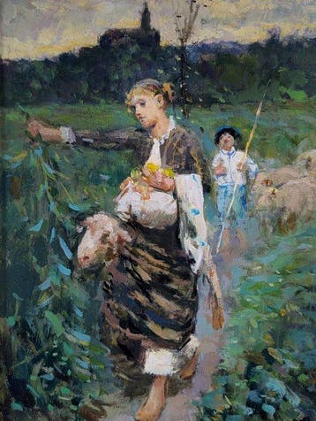 Giovanni Panza (1894-1989) - Scena pastorale, Antiek en Kunst, Kunst | Schilderijen | Klassiek