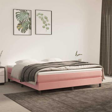 vidaXL Boxspring bed fluweel roze 180x200 cm, Eenpersoons, Verzenden, Nieuw, 80 cm