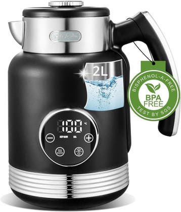 Waterkoker met temperatuurregeling - Retro - 2L - 2200W - Zw, Verzenden, Zo goed als nieuw