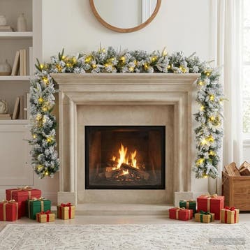 vidaXL Kerstkrans Groen en Wit 270 cm PVC en PE 50 LEDs, Verzenden, Nieuw
