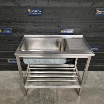 Wastafel | enkele wasbak XL | RVS | 110 cm | horeca, Gebruikt, RVS Meubilair