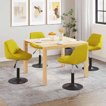 vidaXL Eetkamerstoelen draaibaar 4 st fluweel mosterdgeel, Huis en Inrichting, Stoelen, Verzenden, Nieuw