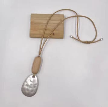 Boho lange ketting - hout en metaal - katoenen koord -, Sieraden, Tassen en Uiterlijk, Armbanden, Nieuw