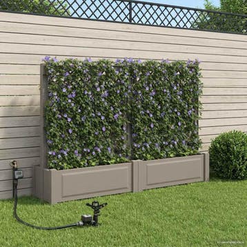 vidaXL Grote planter met trellis 2 st PP Grijs, Verzenden, Nieuw