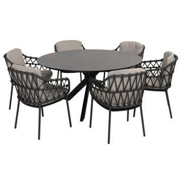 Calpi Locarno dining tuinset 160 cm rond 7 delig HPL, Ophalen of Verzenden, Nieuw