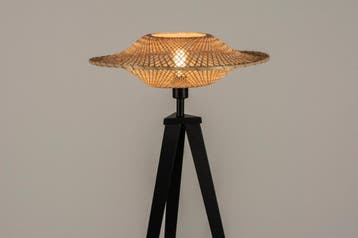 Rietveld Vloerlampen - Zwart, Bruin, Naturel - Metaal, Rotan, Verzenden, Nieuw
