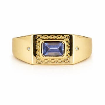 Zonder minimumprijs - Ring Verguld Tanzaniet - Diamant -, Nieuw