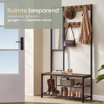 2dekans | ODADDY® Garderoberek Met Spiegel - Kapstok -, Huis en Inrichting, Ophalen of Verzenden, Zo goed als nieuw