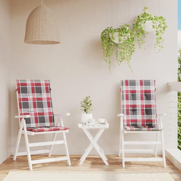 vidaXL Tuinstoelkussens 2 st 120x50x3 cm stof ruitpatroon, Verzenden, Nieuw