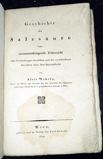 Wehrle, Alois - Geschichte der Salzsäure - 1819