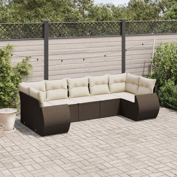 vidaXL 7-delige Loungeset met kussens poly rattan bruin, Verzenden, Nieuw, Loungeset
