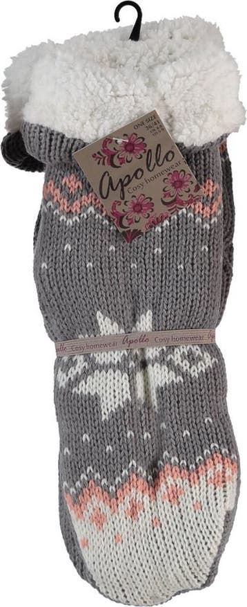 Apollo - Maat 36-41 - Huissokken Grijs, Kleding | Dames, Verzenden, Nieuw