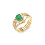 Trouwring - 14 karaat Geel goud - 1.56ct. tw. Smaragd -
