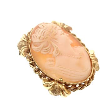 Antiek gouden broche/hanger met camee (Hanger of bedel), Ophalen of Verzenden, Gebruikt, Goud, Overige merken