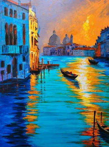 Karlos (XX-XXI) - XL - Atardecer en Venecia 120 x 90 cm, Antiek en Kunst