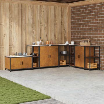 vidaXL Keukenplankeenheid HATTEM Roestig 30 x 50 x 92 cm, Verzenden, Nieuw, Bruin