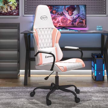 vidaXL Massage gamestoel kunstleer wit en roze, Verzenden, Nieuw, Roze