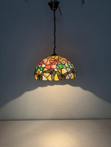 Hangende plafondlamp - Glas-in-lood - Tiffany style