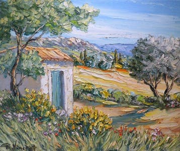 R. Vincent (1954) - Cabanon en Provence oeuvre de Vincent, Antiek en Kunst