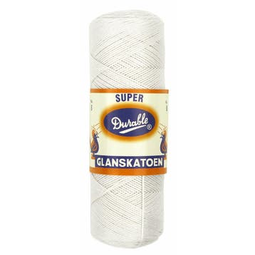 Durable Glanskatoen Nr. 8 - 009 wit - Katoen Garen, Hobby en Vrije tijd, Breien en Haken, Ophalen of Verzenden, Nieuw