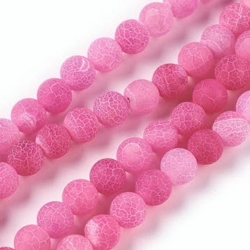 10 x edelsteen kraal frosted gestreepte agaat hot pink 8m..., Ophalen of Verzenden, Nieuw, Kraal